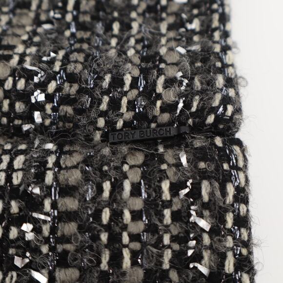 Tory Burch Women's Ada Skirt Metallic Tweed A-Line Granite Gray Skirt Sz 12 - Picture 4 of 9